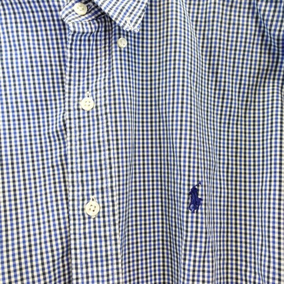 VINTAGE RALPH LAUREN MADE IN HONG KONG‎ Men's Blue Dress Shirt LARGE Button Down - Picture 5 of 8